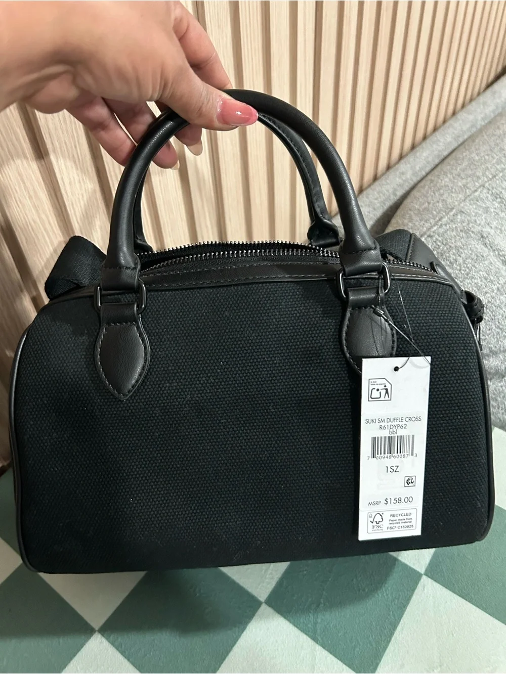 DKNY Black Satchel with Red Heart Charm